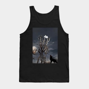 HALLOWEEN NIGHT WOLF HOWLING AT GHOST Tank Top